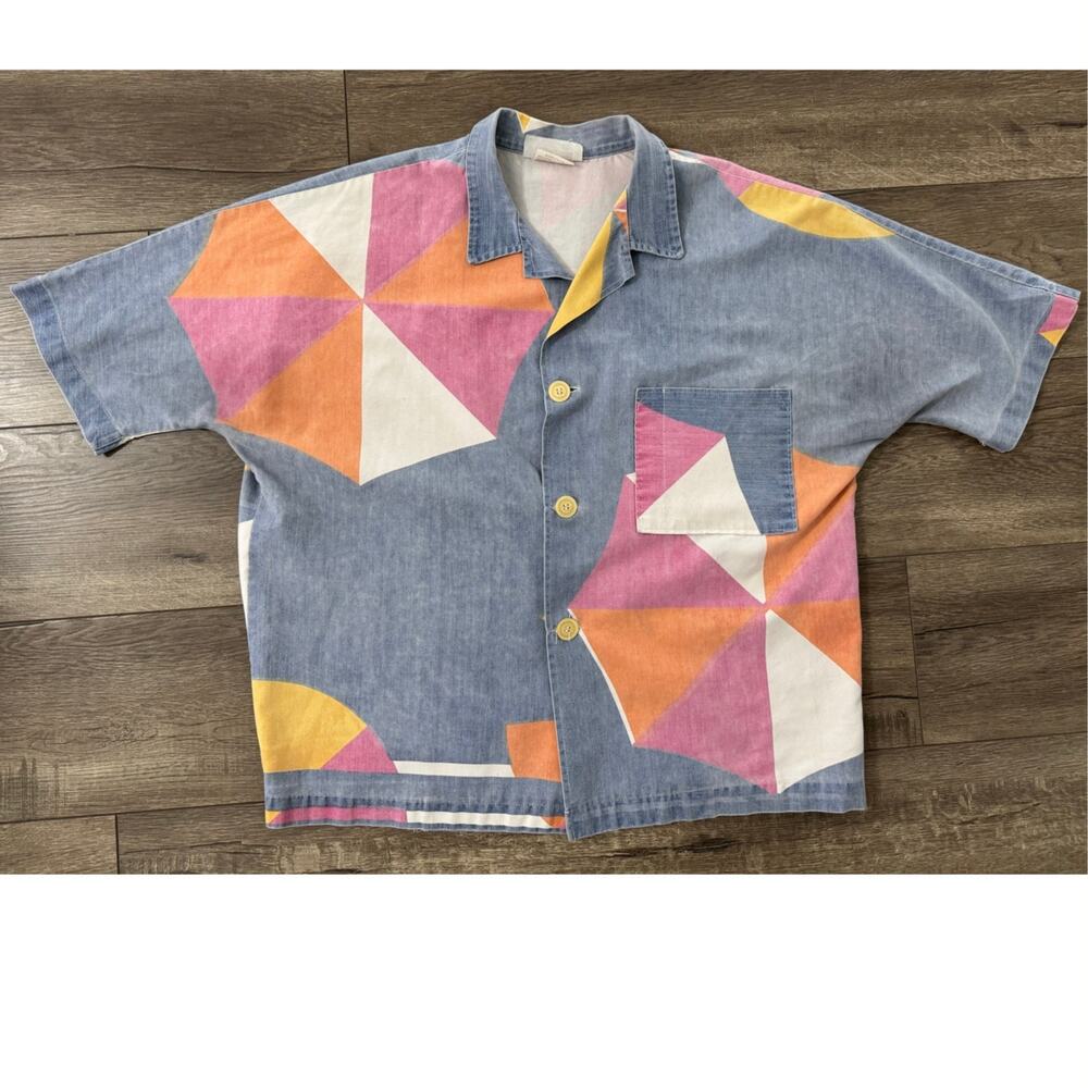 Colorful Geometric Casual Button Down Shirt